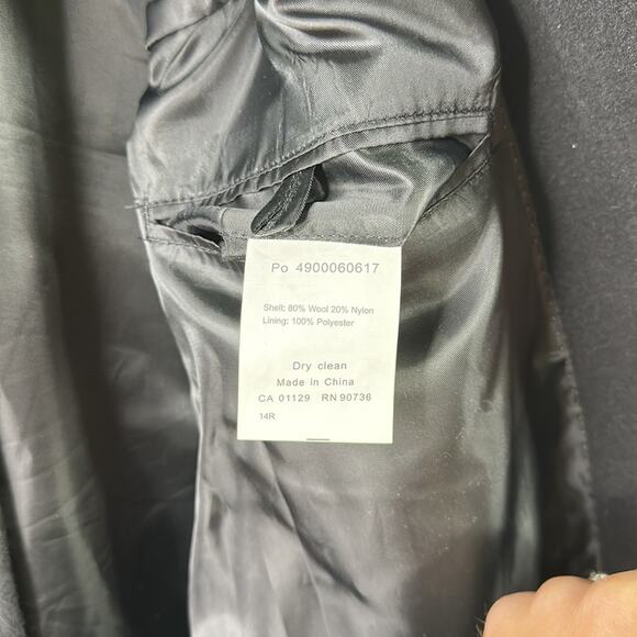 MICHAEL KORS Black Nylon Wool Overcoat Long Sleeve Button Up Jacket Size‎ 14R - Picture 8 of 11